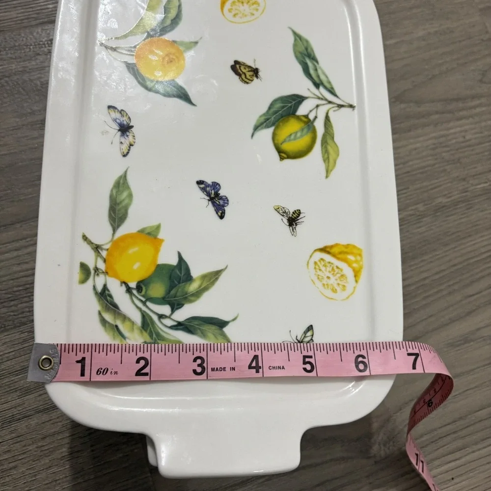 Grace Pantry Lemons, Bees, Butterflies Porcelain Oven Safe Casserole Dish W/ Lid